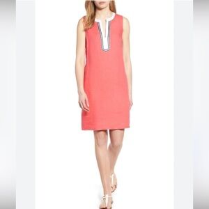 Tommy Bahama Two Palms Split Neck Shift Dress 100% Linen SZ Medium
